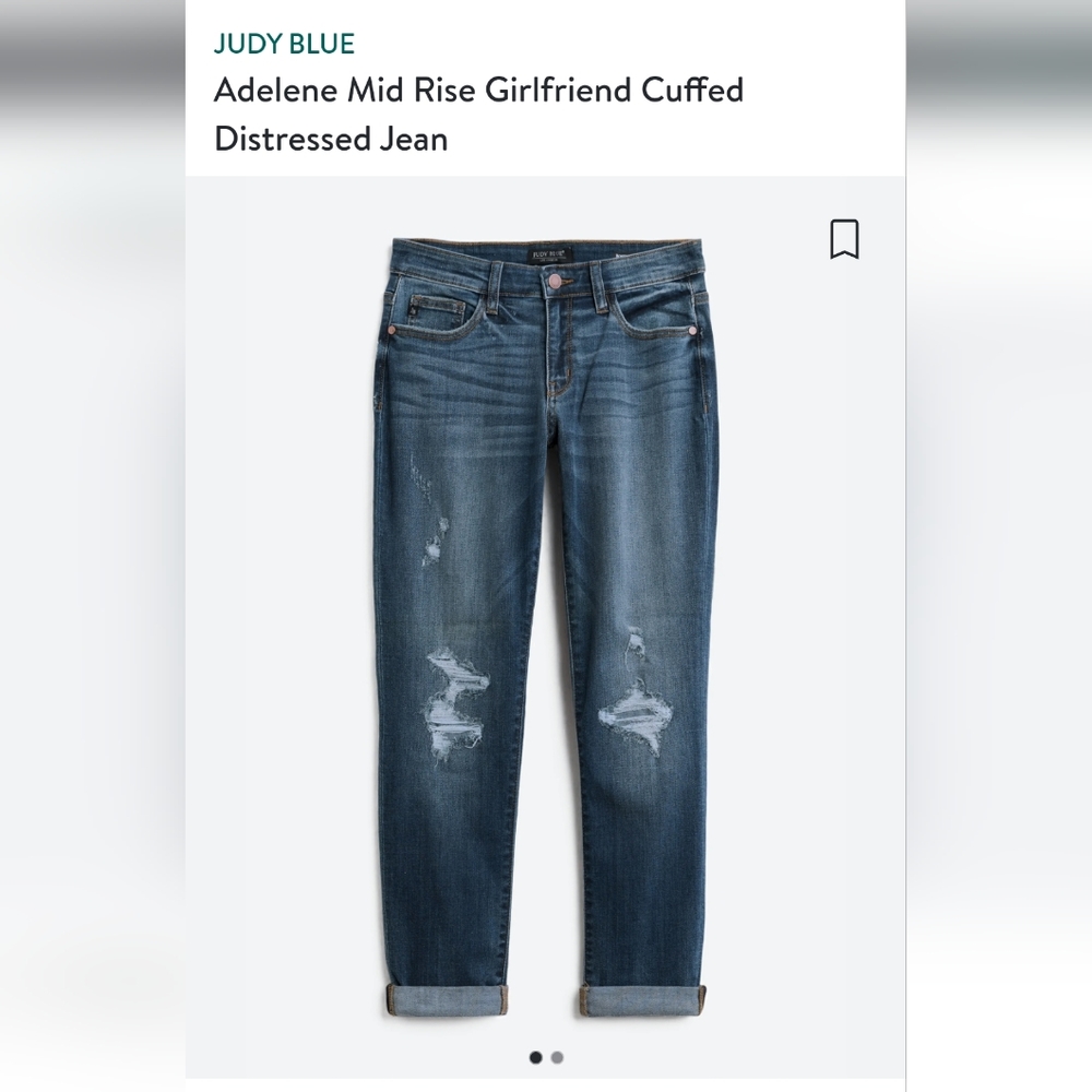 JUDY BLUE Mid Rise Girlfriend Distressed Jean size 28